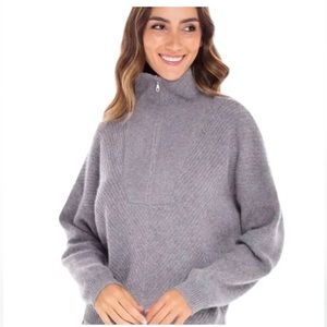 Filoro LIKE NEW 2-Ply 100% Cashmere Crop Knit Half Zip Sweater Size L